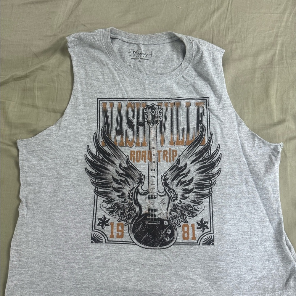 Miken Gray Nashville Graphic Tank Top